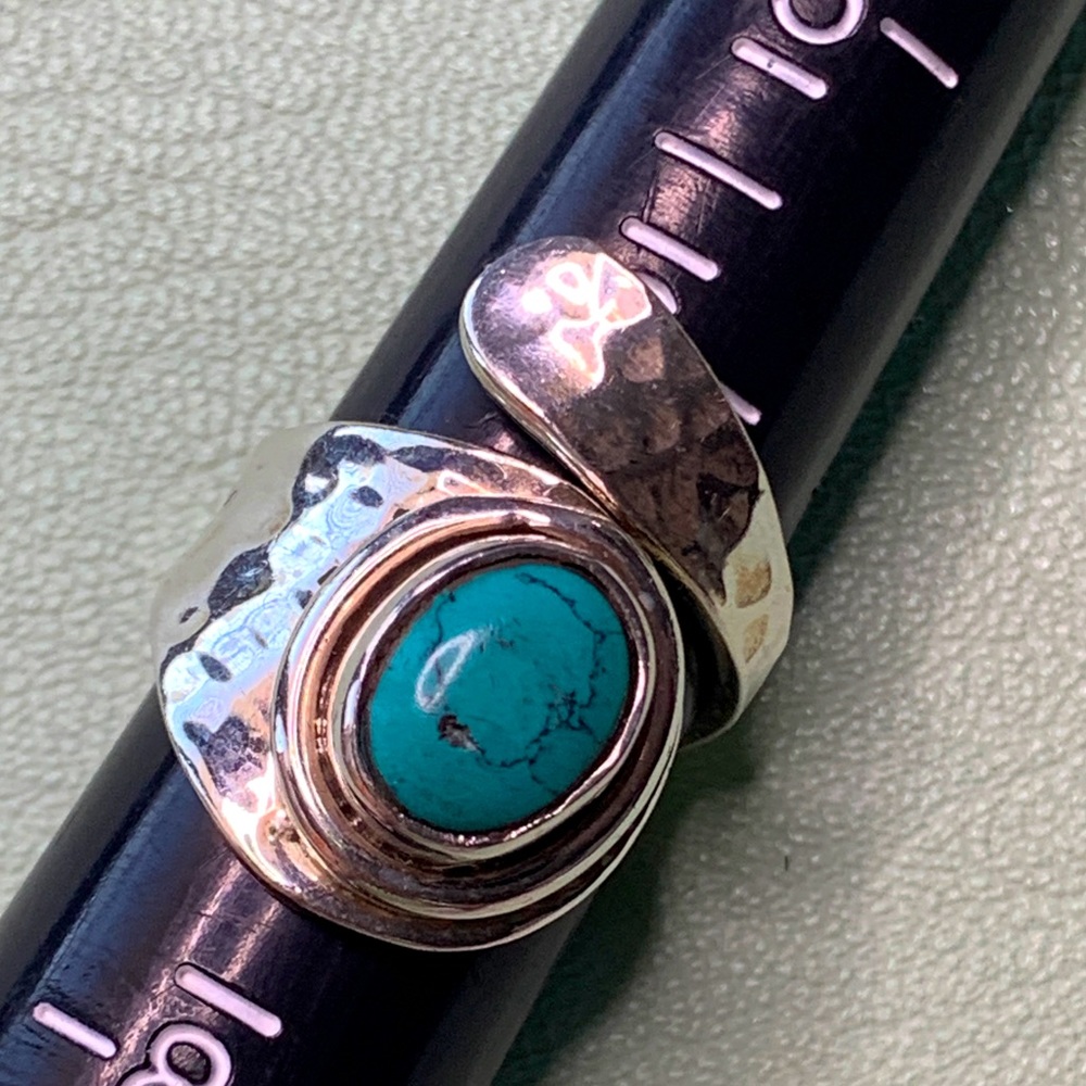 Israeli Artisan 925 SS Cassie Turquoise Ring 6.5
